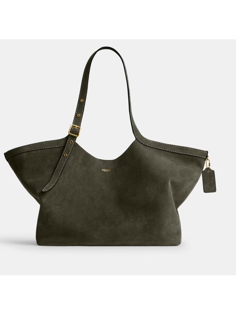 Coach Olive Green Suede Tote - Coach - Picture 6 of 9